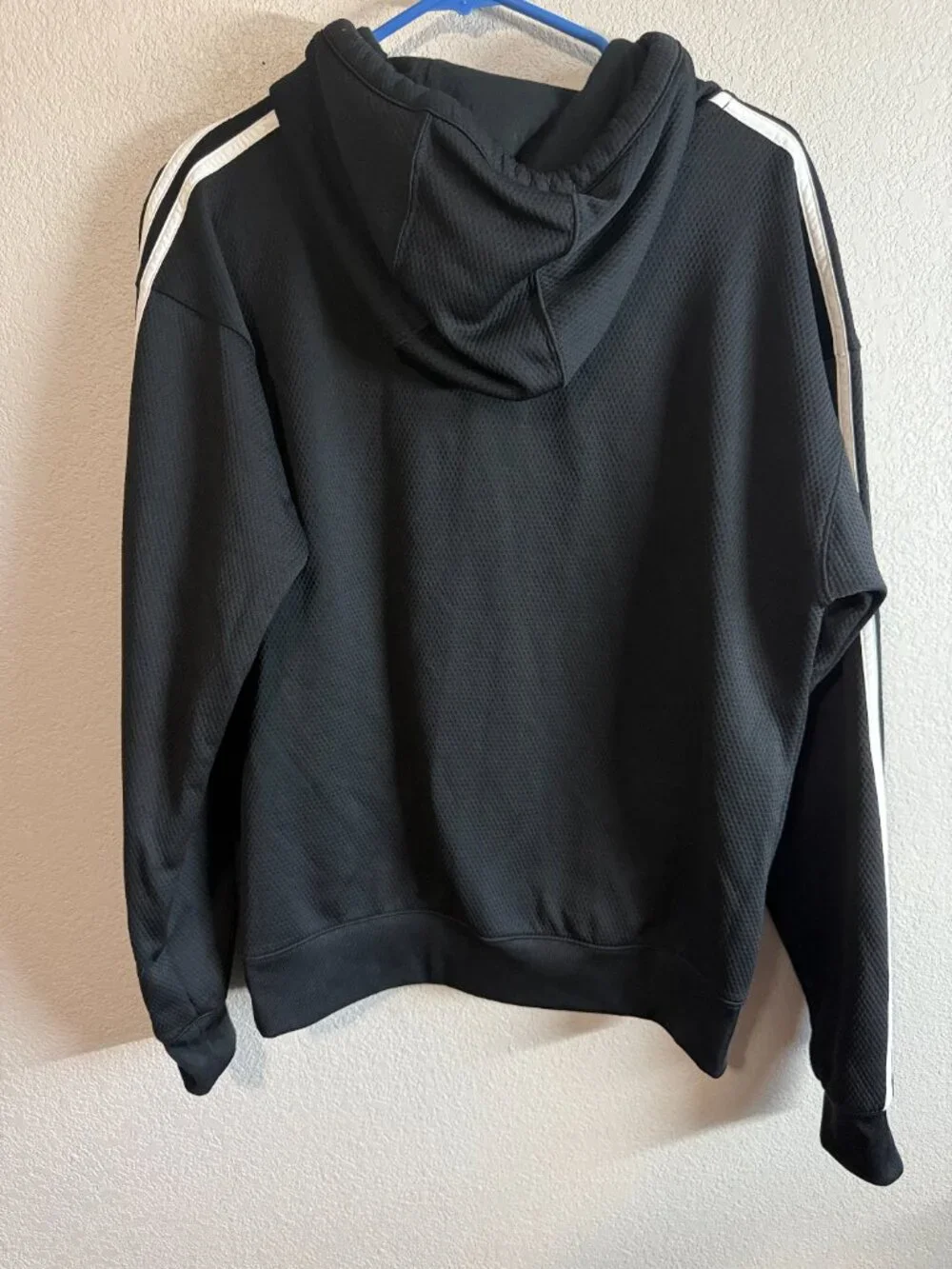 Men's Adidas Black Trefoil Logo 3-Stripe Mesh Pullover Hoodie Size S